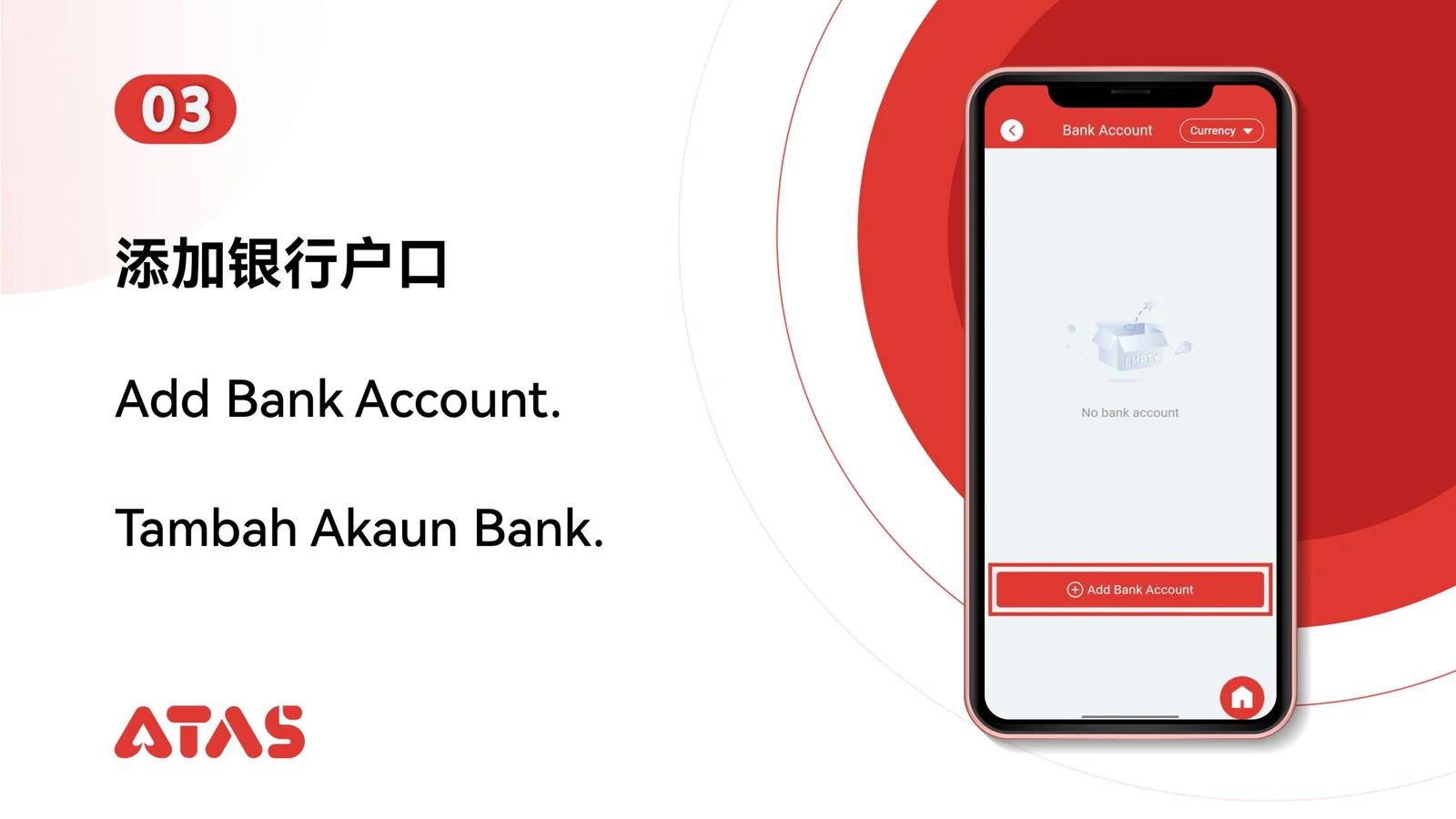 Choose Add Bank Account — step 4 of the Add a Bank Account guide