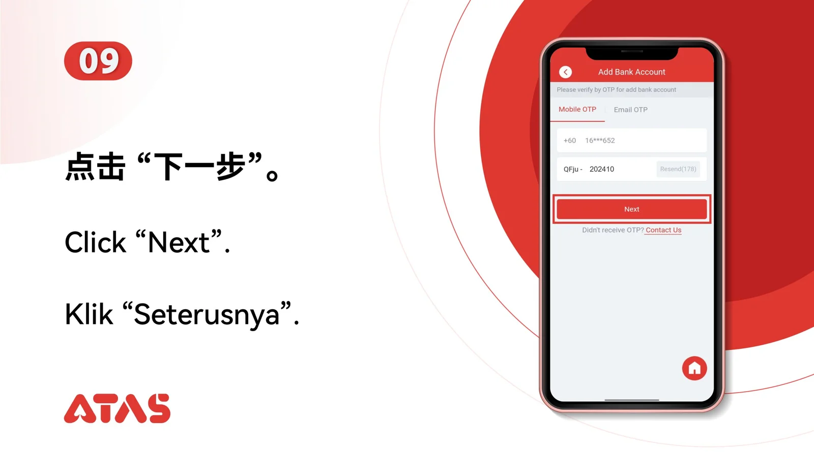 Submit the verification — step 10 of the Add a Bank Account guide